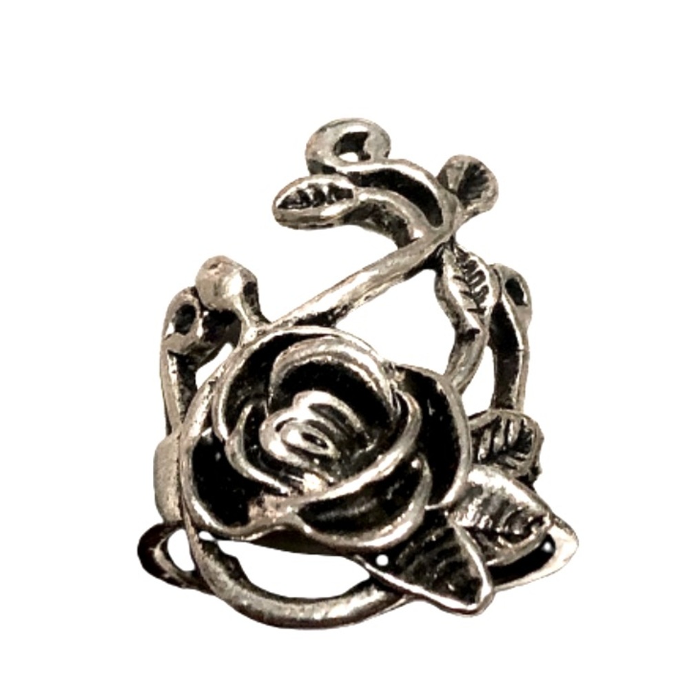 Sterling Silver Rose and Vine Ring size 8 - Picture 2 of 9